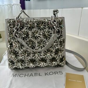 Michael Kors Metallic Silver Flora Burst NWOT